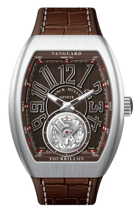 Best FRANCK MULLER Vanguard Tourbillon Brushed Stainless Steel - Brown V 41 T (BR) (BN) (AC) (BN BN AC BR) Replica Watch